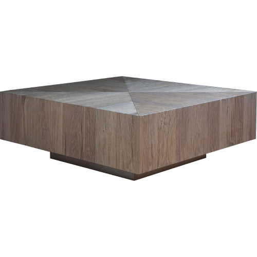 Verite Square Coffee Cocktail Table in Oak Veneer & Distressed Gunmetal