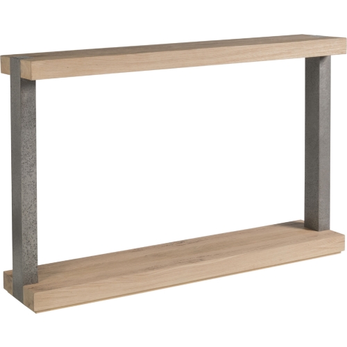 Verite 54" Console Table in Oak Veneer & Distressed Aluminum