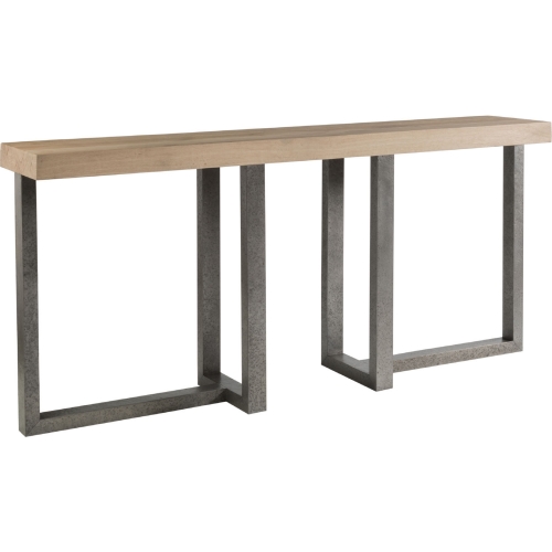 Verite 72" Console Table in Oak Veneer & Distressed Aluminum