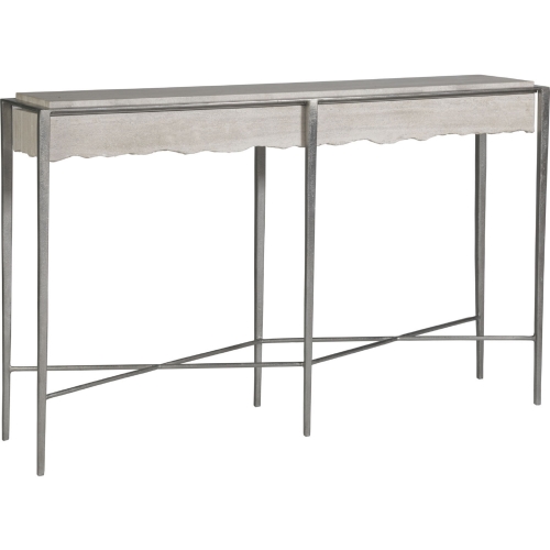 Everest Console Table in Live Edge White Travertine & Iron