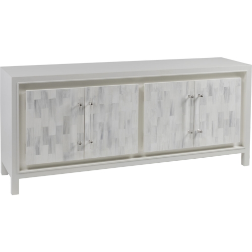 Elation White Media Console Table in Faux Horn Resin