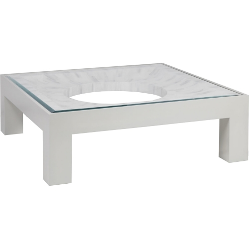 Elation White Square Cocktail Table in Faux Horn Resin