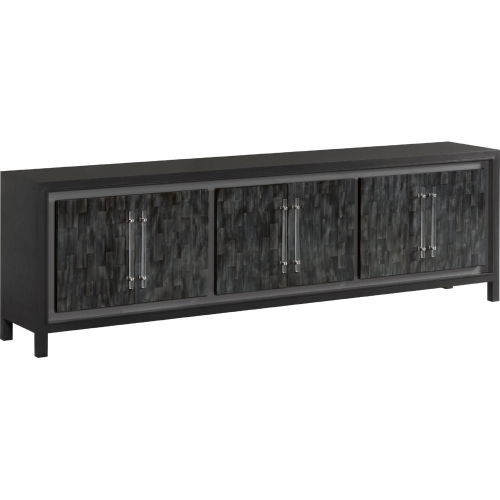 Elation Gray Long Media Console Table in Faux Horn Resin