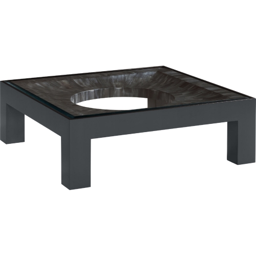 Elation Gray Square Cocktail Table in Faux Horn Resin & Glass