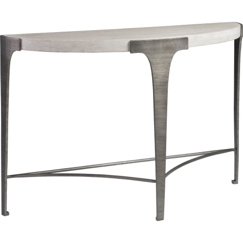 Cachet Console Table in White Vein Travertine & Silver Leaf