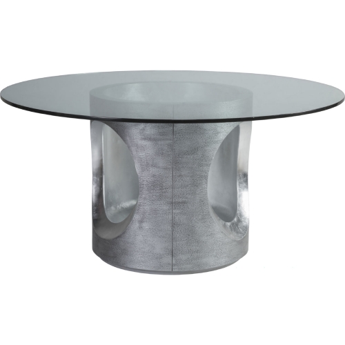 Circa 56" Round Dining Table in Silver & Gray Metal & Glass