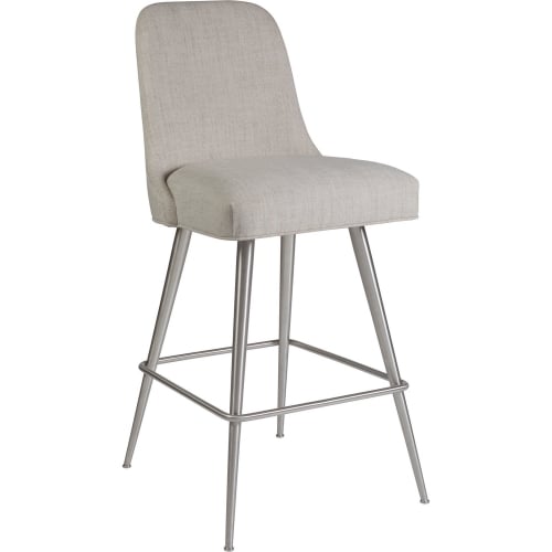 Dinah Swivel Bar Stool in Gray Fabric & Brushed Stainless