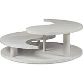 Yin Yang Cocktail Coffee Table in Sandblasted White Gray Finish