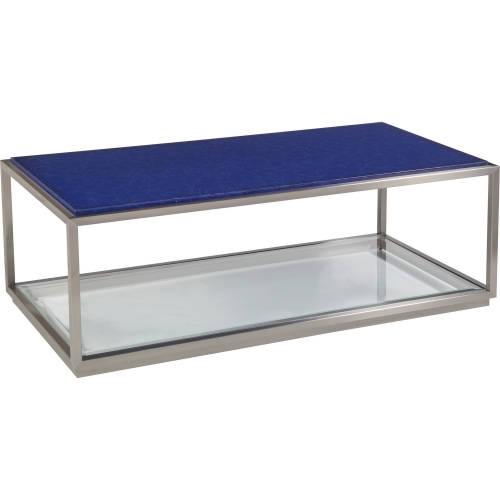 Ultramarine Cocktail Coffee Table in Blue Glass & Brushed Stainless