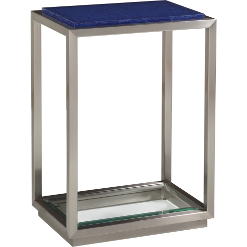 Ultramarine Spot Side Table in Blue Glass & Brushed Stainless