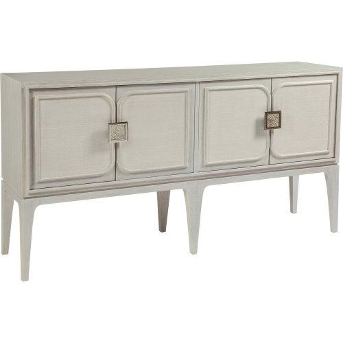 Elixer 62" TV Stand Media Console in Sandblasted White Gray & Raffia