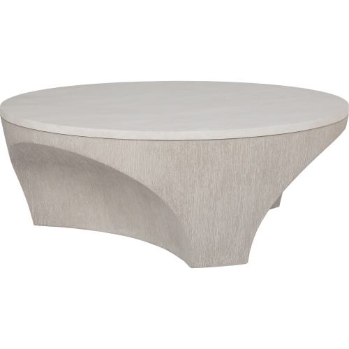 Mar Monte Round Cocktail Coffee Table in Anticato Marble & Champagne Wood