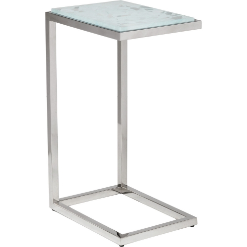 Snowscape Side Table in Art Glass, Clear Glass & Stainless Steel