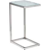 Snowscape Side Table in Art Glass, Clear Glass & Stainless Steel