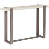 Denizen Console Table in White Travertine & Iron