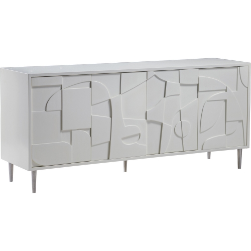 Bardo 68" TV Stand Media Console Table in White Ivory Finish