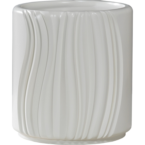 Volante Round Drum End Table in White Ivory Finish