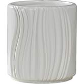 Volante Round Drum End Table in White Ivory Finish