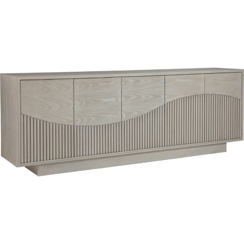 Daybreak 87" TV Stand Media Console in Light Taupe w/ Ivory Ceruse Finish