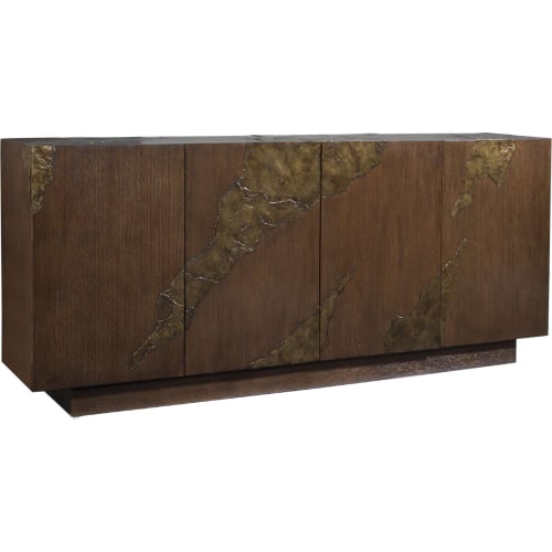 Contango 78" TV Stand Media Console in Dark Brown Oak & Bronze