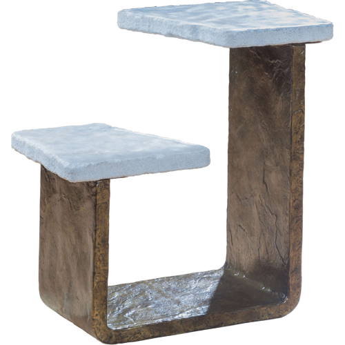 Contango Tiered Spot Side Table in Live Edge Marble & Bronze