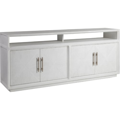 Marcel 80" Media Console TV Stand in Brushed Arctic White Gray Finish Wood