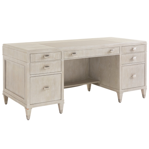 Greystone Avery Executive Desk in Pearl Gray Wire Brushed Finish