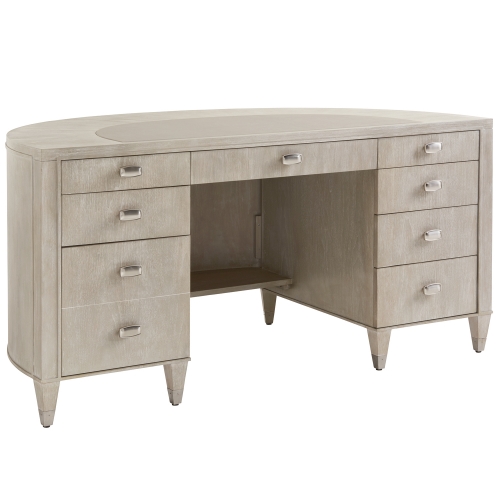 Greystone Dylan Demilune Desk in Pearl Gray Wire Brushed Finish