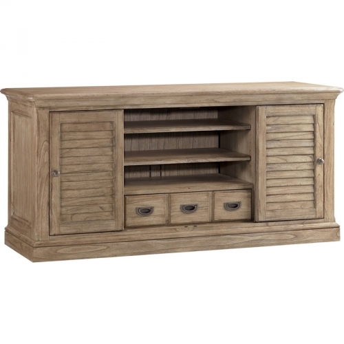 Barton Creek Travis 64" TV Stand Entertainment Consolein in Grey Weathered Oak