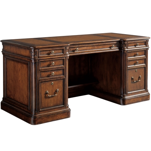 Morgan 66" Executive Desk in Cherry Veneer & Leatherette