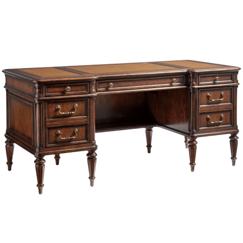 Wesley 66" Desk in Chestnut Brown Finished Cherry Veneer