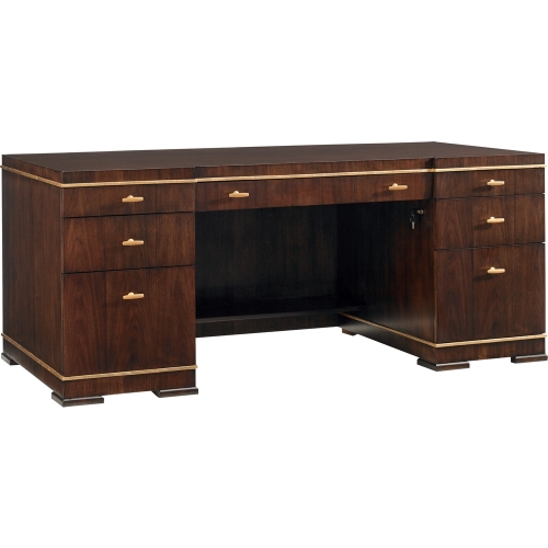 Paramount Executive Desk in Walnut w/ Gold Accents