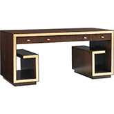 Brentwood Writing Desk in Walnut w/ Gold Accents