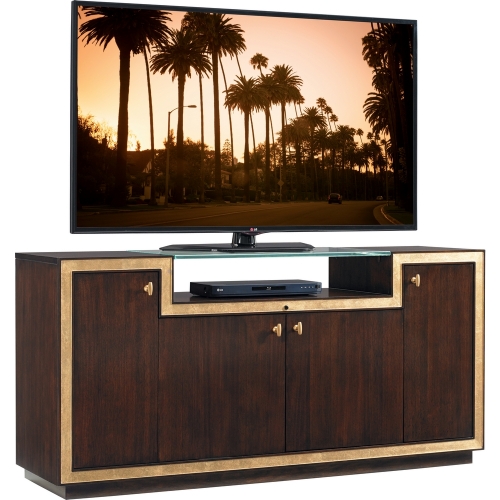 Palisades TV Media Console in Walnut w/ Gold Accents