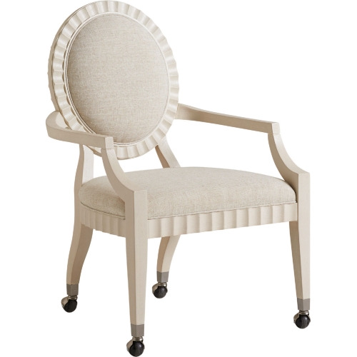 Preston Game Chair w/ Casters in Linen White Wood