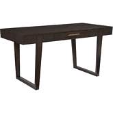 Revington 60" Writing Desk in Sand Blasted Dark Brown Oak