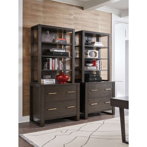 Hewitt File Chest & Hutch in Sand Blasted Dark Brown Oak