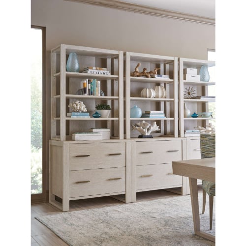 Hewitt File Chest & Hutch in Light Taupe w/ Ivory Ceruse Finish