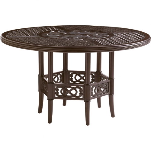 Royal Kahala Black Sands Outdoor 54" Dining Table in Tortoise Shell Finish Metal