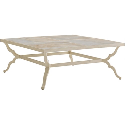 Misty Garden Outdoor Cocktail Table in Ivory Porcelain & Aluminum