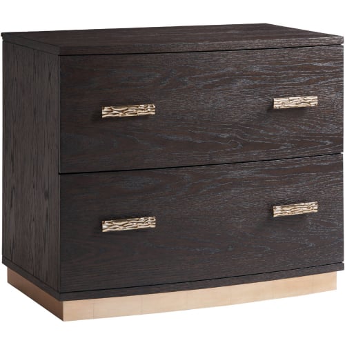 Carson File Chest in Brushed Mocha Finish Oak & Warm Silver Leaf