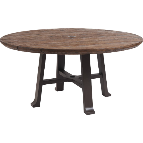 Kilimanjaro Outdoor 60" Round Dining Table in Teak & Espresso Aluminum