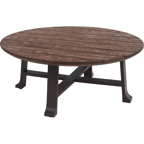 Kilimanjaro Outdoor Round Cocktail Coffee Table in Teak & Espresso Aluminum