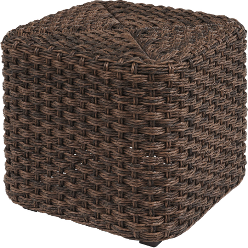 Kilimanjaro Outdoor Small Ottoman in Tobacco Brown Woven PE Wicker