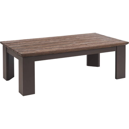 Kilimanjaro Outdoor 56" Cocktail Coffee Table in Teak & Espresso Aluminum