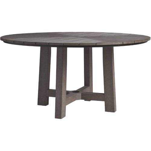 Mozambique Outdoor 60" Round Dining Table in Taupe Gray Synthetic Teak