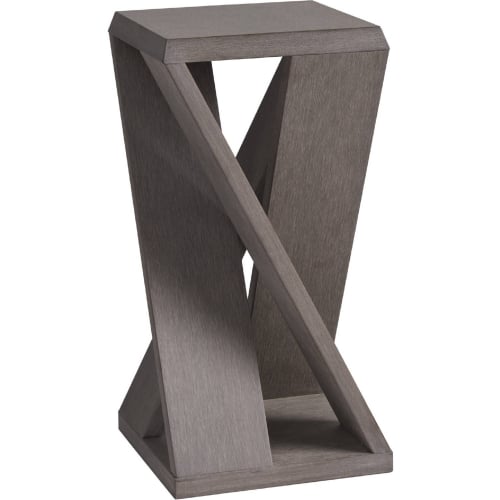 Mozambique Outdoor Accent End Table in Taupe Gray Synthetic Teak