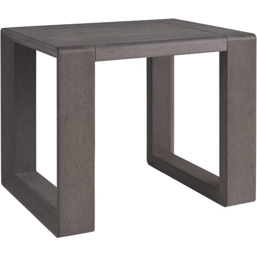 Mozambique Outdoor End Table in Taupe Gray Synthetic Teak