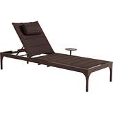 Abaco Outdoor Chaise Lounge in Walnut Look Aluminum & Mocha Fabric