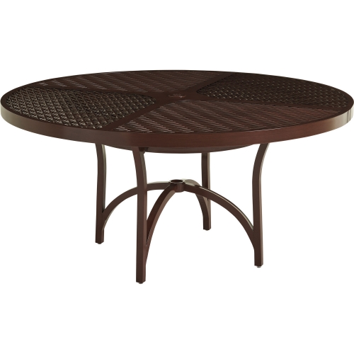 Abaco Outdoor 60" Round Dining Table in Walnut Look Aluminum